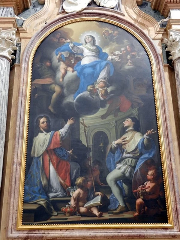 Immacolata con S. Luigi IX e il B. Amedeo di Savoia - chiesa di san Uberto
